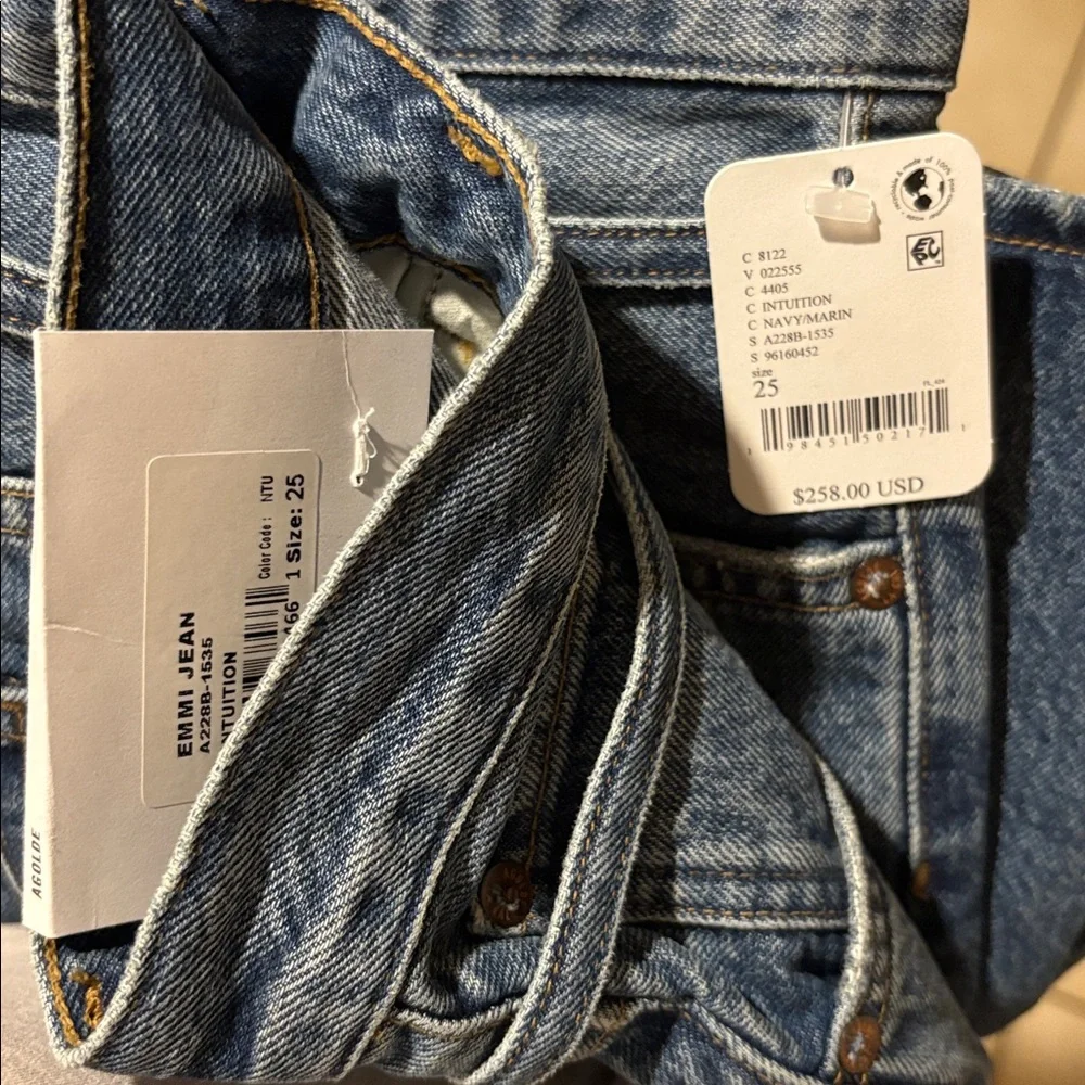 NEW $258 Agolde Emmi Jeans in Intuition Wide Leg Ribbon Denim Belt - Picture 5 of 5